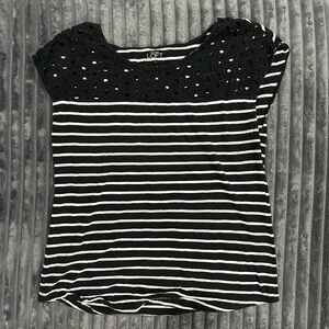 LOFT Black and White Striped Women's Top